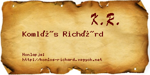 Komlós Richárd névjegykártya